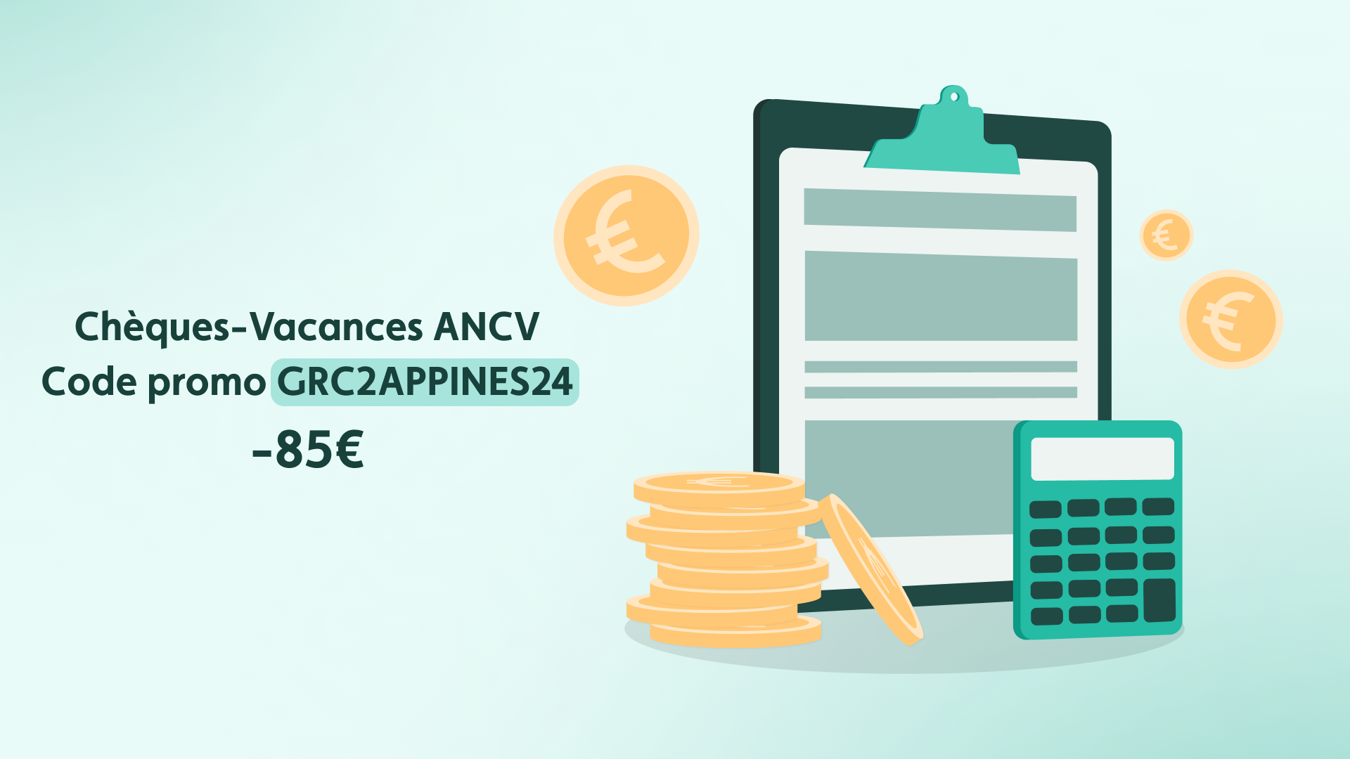 Code promo ANCV 2024 pour les Chèques-Vacances GRC2APPINES24 (-85€) 🏖